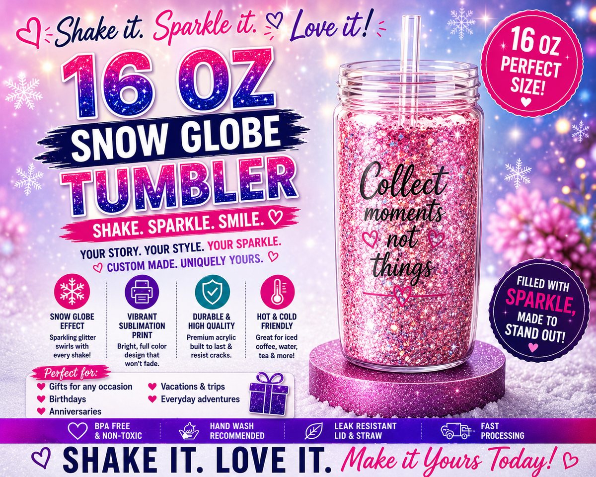 16 Oz Snow Globe Tumbler