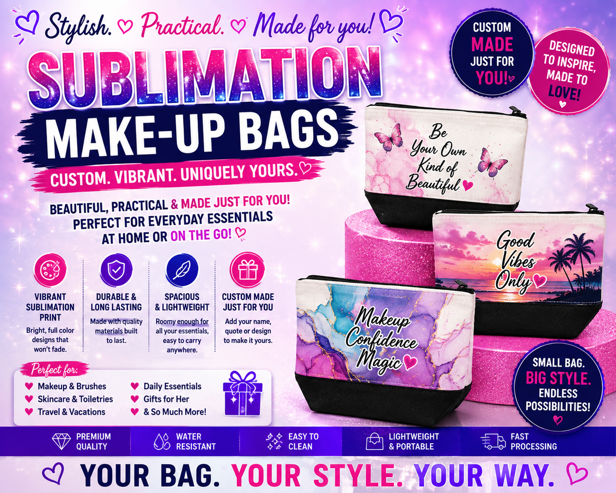 9in x 5.5 Sublimation Make-up Bag