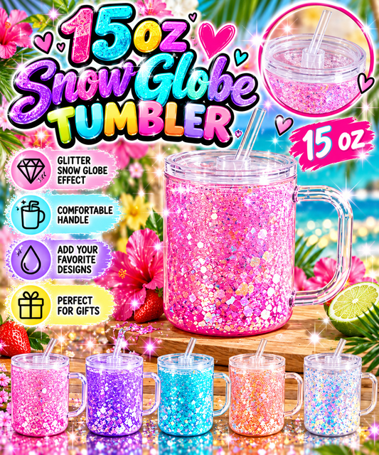 15 oz Snow Globe tumbler with handle