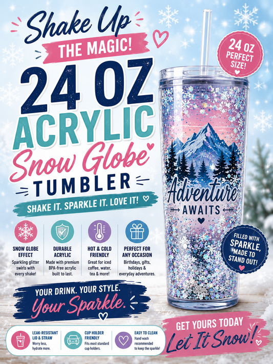 24 oz snow globe tumbler